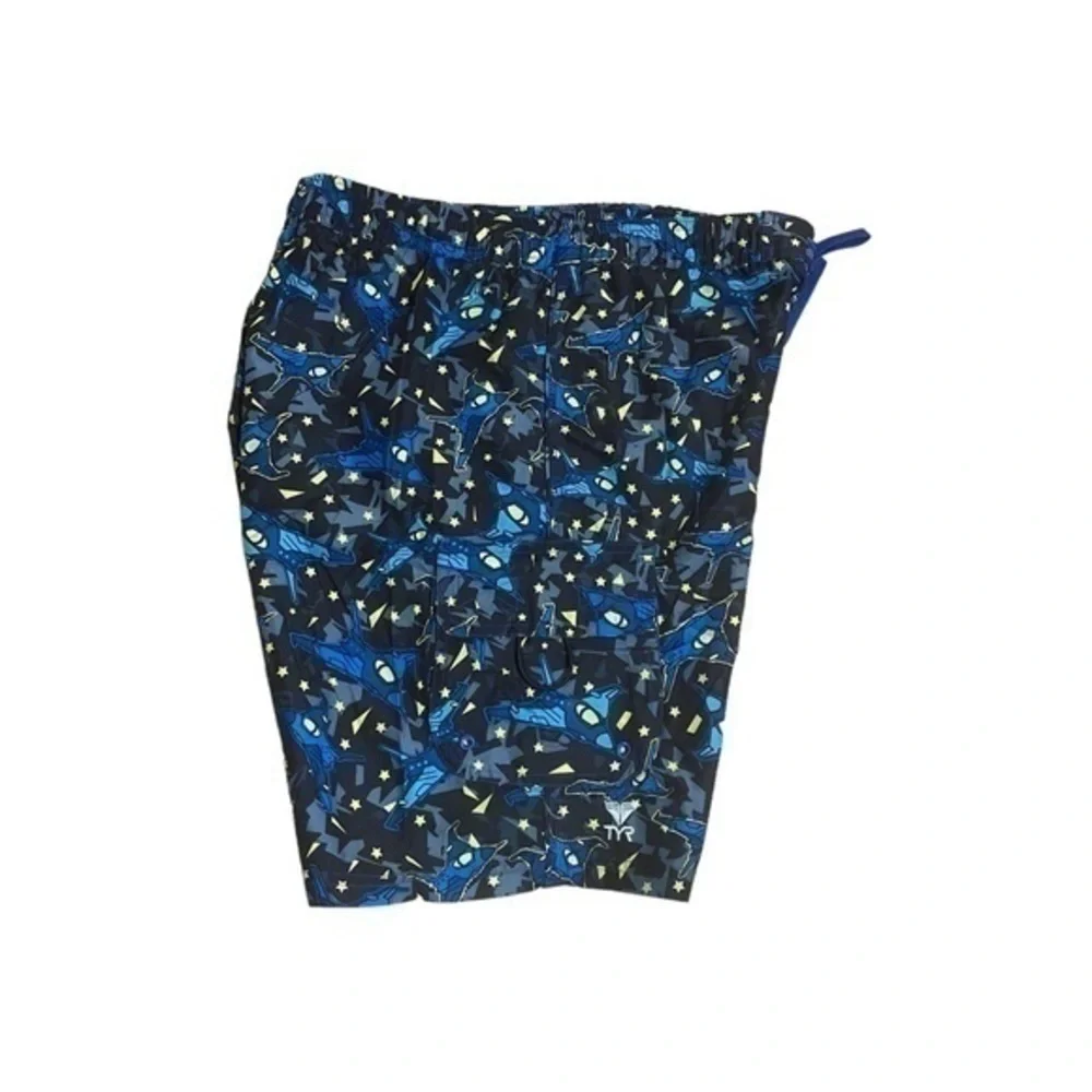 TYR Boy’s Nightfight Challenger Trunk - Black Blue - Size XL (16/18) - NWT